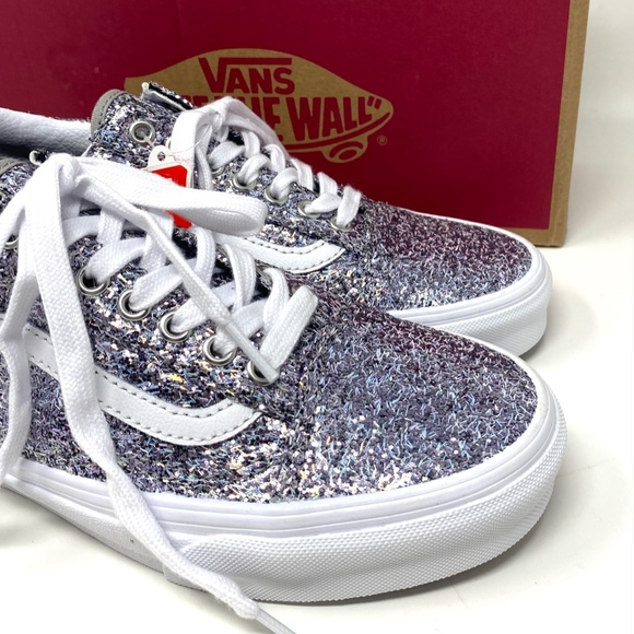 VANS Women's Size 6 VN0A5KRF8E5 OLD SKOOL SHINY PARTY Silver Canvas Low Sneakers - Picture 8 of 11